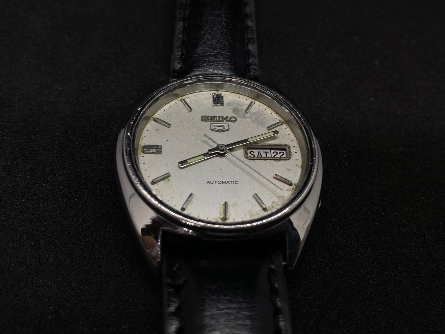 Seiko Automatic Leather Strap - White Silver Dial