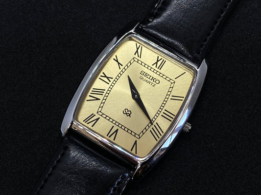 Seiko Rectangle Quartz - “Tank” Homage Gold Dial