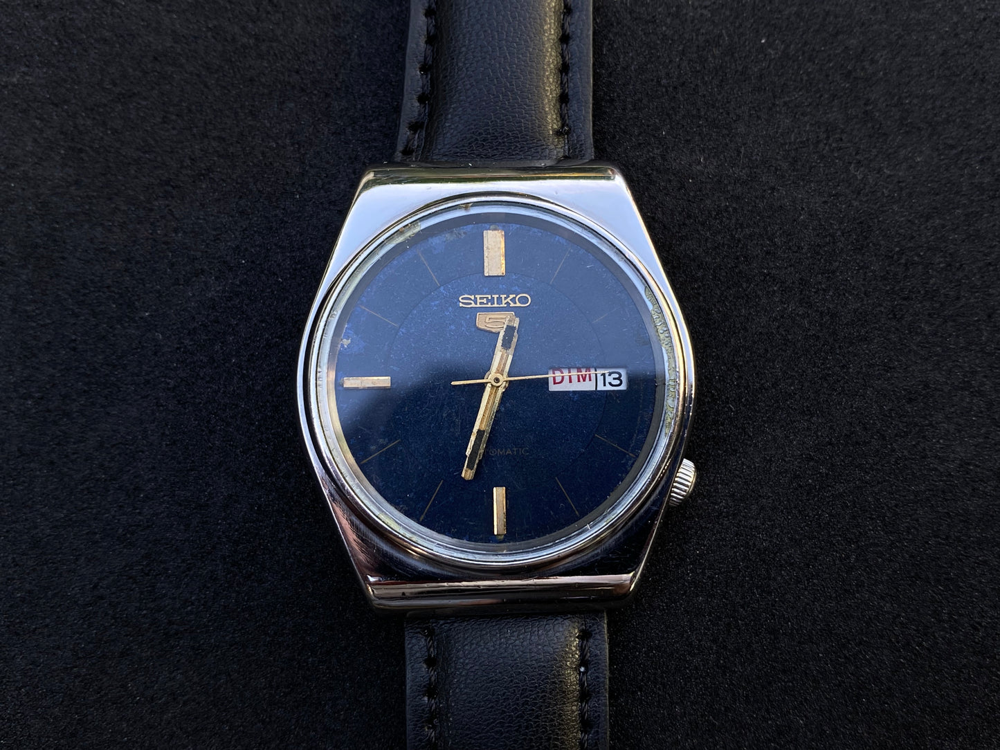 Seiko Automatic Leather Strap - Black Dial