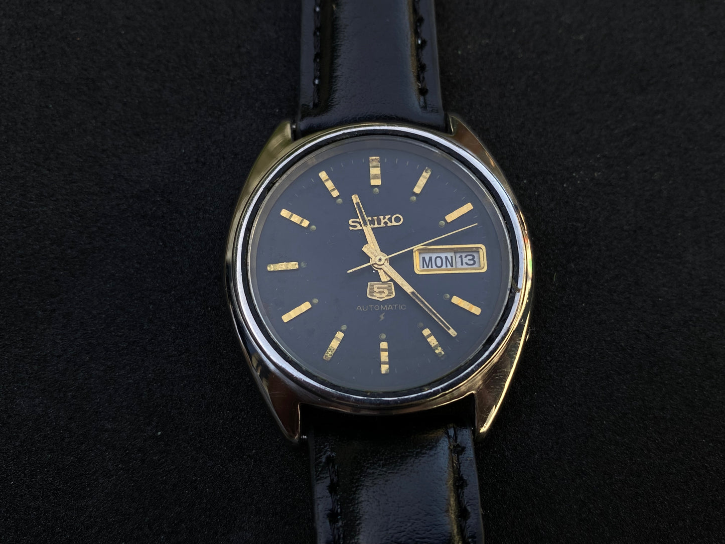 Seiko Automatic Leather Strap - Black Dial
