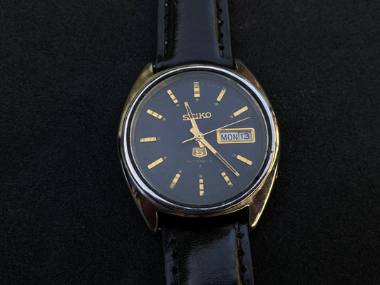 Seiko Automatic Leather Strap - Black Dial