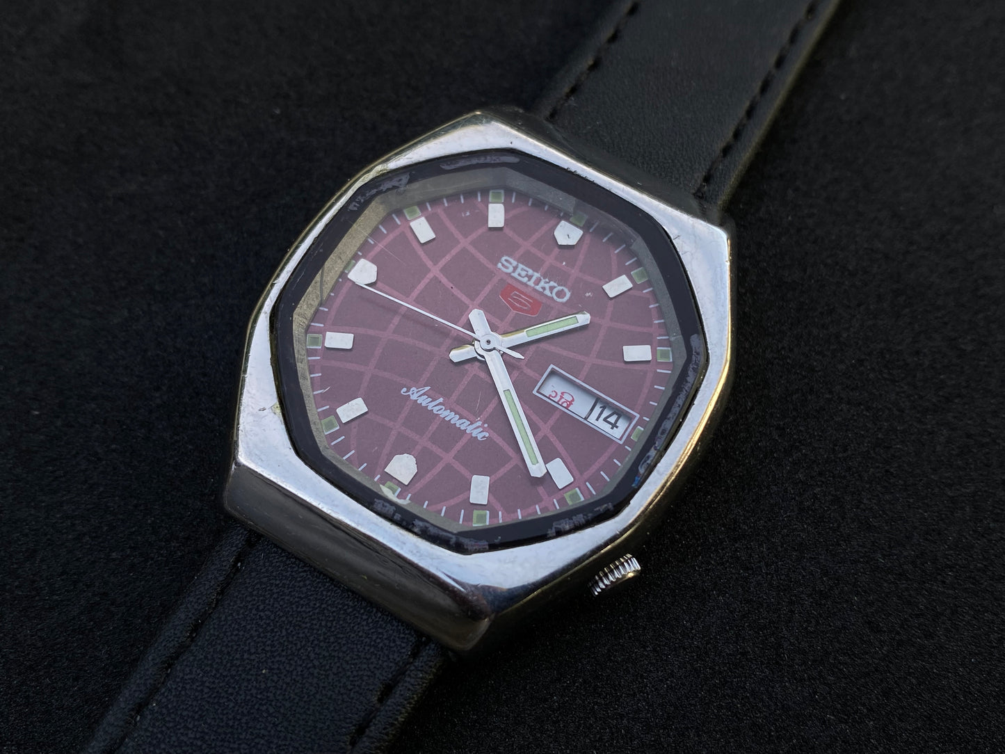Seiko Automatic Leather Strap - Purple Dial
