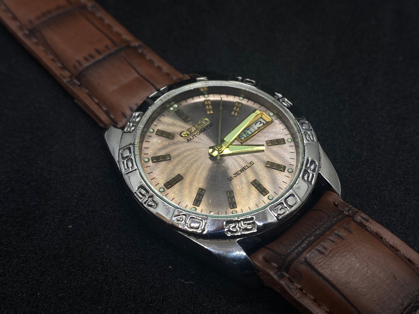 Seiko Mechanical Automatic - Patina dial Numeral Bezel