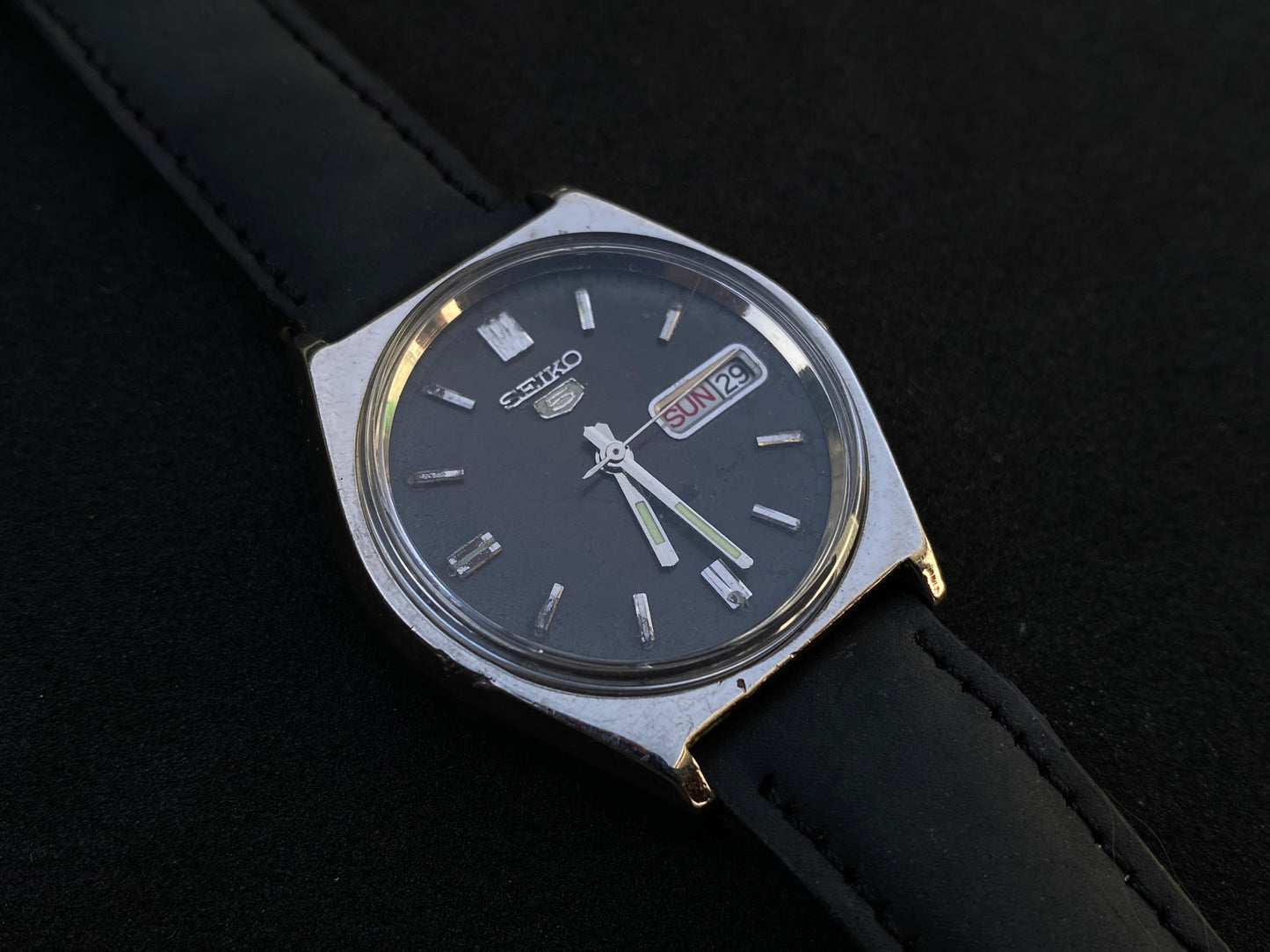 Seiko Automatic Leather Strap - Black Dial