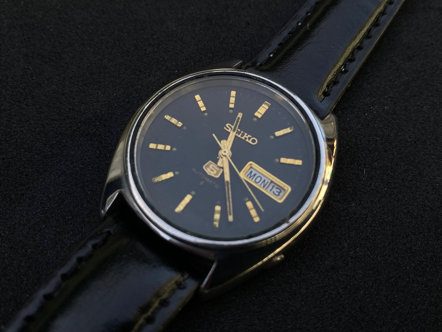 Seiko Automatic Leather Strap - Black Dial