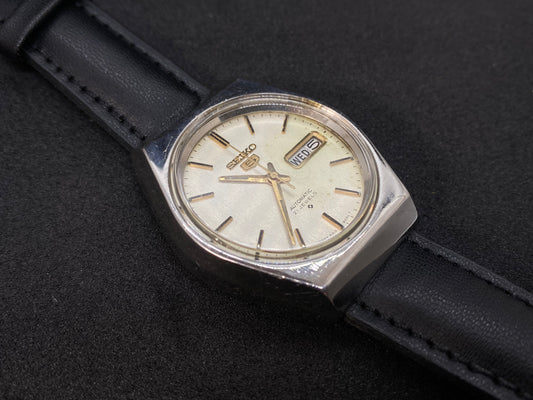 Seiko Automatic Leather Strap - White Cream Dial