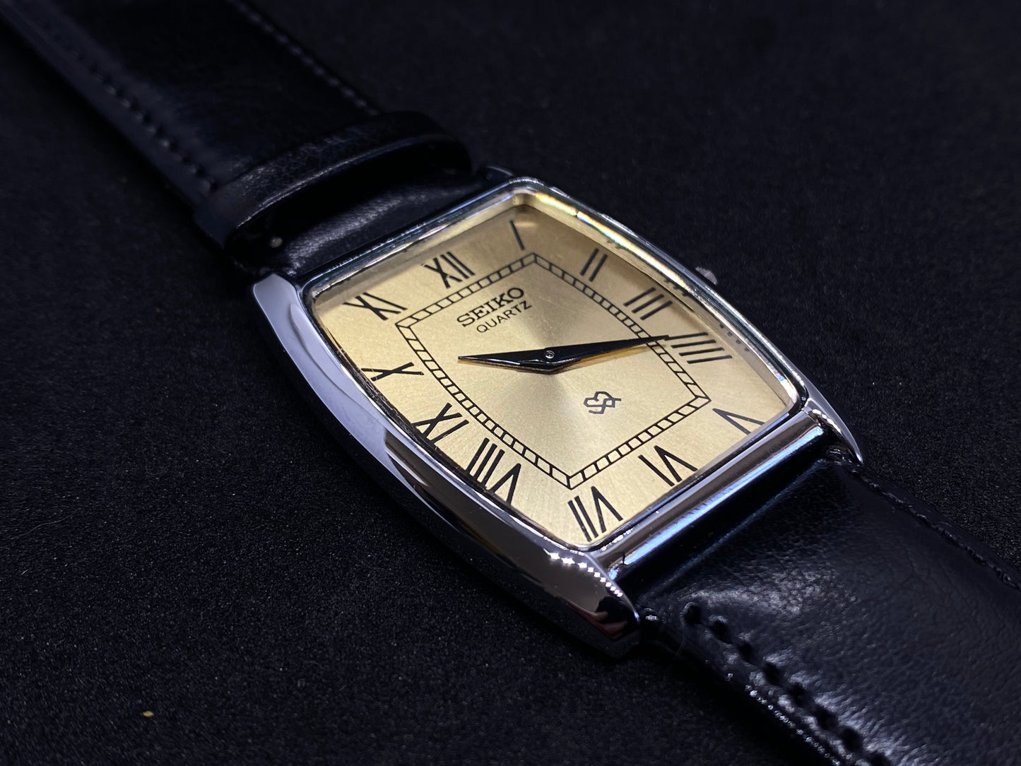 Seiko Rectangle Quartz - “Tank” Homage Gold Dial