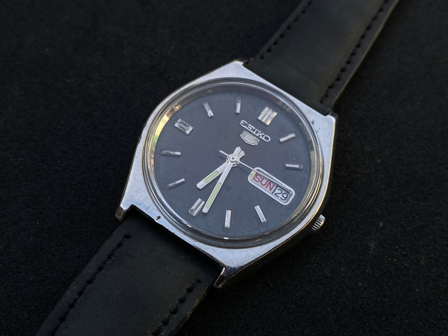 Seiko Automatic Leather Strap - Black Dial